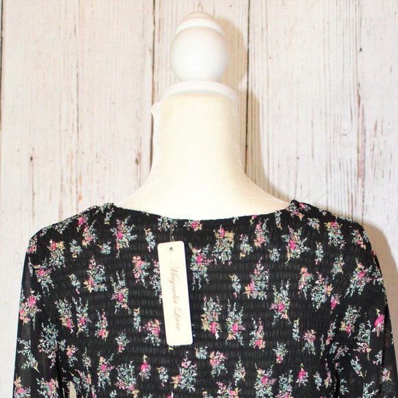 NEW Magnolia Lane Smocked Ruffled Peplum Top - Picture 6 of 16